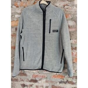 Primark Mens Full Zip Fleece Jacket L Gray Black Pockets Track Sweatshirt